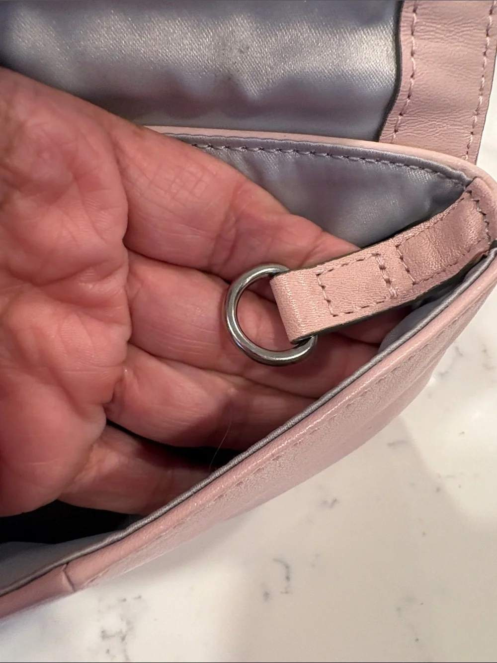 Coach Pale Pink Leather Wristlet Clutch with Silver Hardware